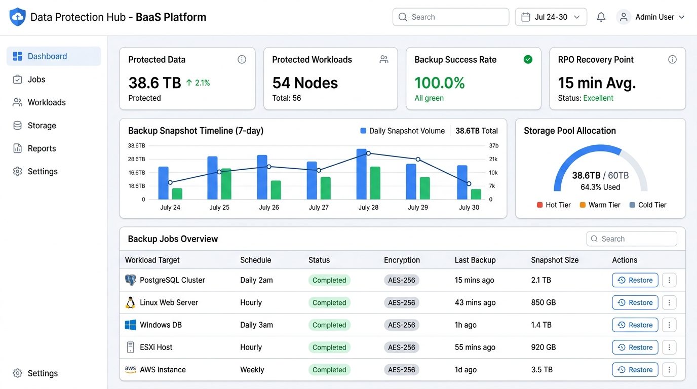 Managed Backup 360 — Server-, Datenbank- & Disaster-Recovery-Plattform